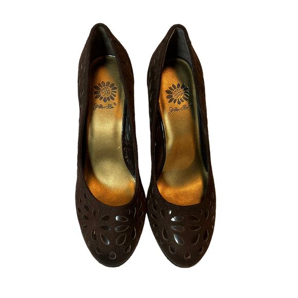 Yellow Box Brown Tina Cut Out Suede 3.5” Platform Heels, 7 - Picture 3 of 11